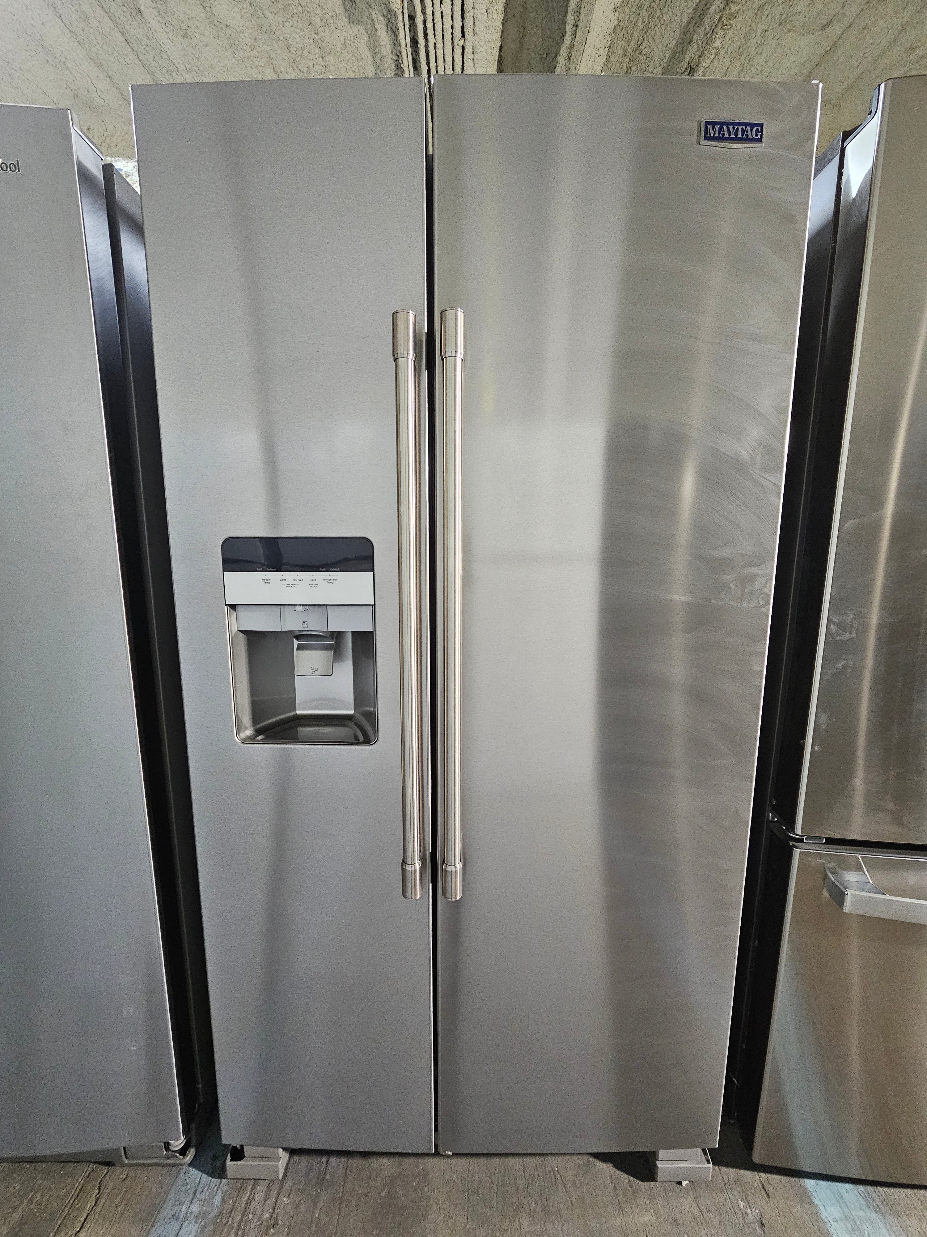 Maytag 24.5 cu. ft. Side by Side Refrigerator in Fingerprint Resistant Stainless Steel with Exterior Ice and Water Dispenser