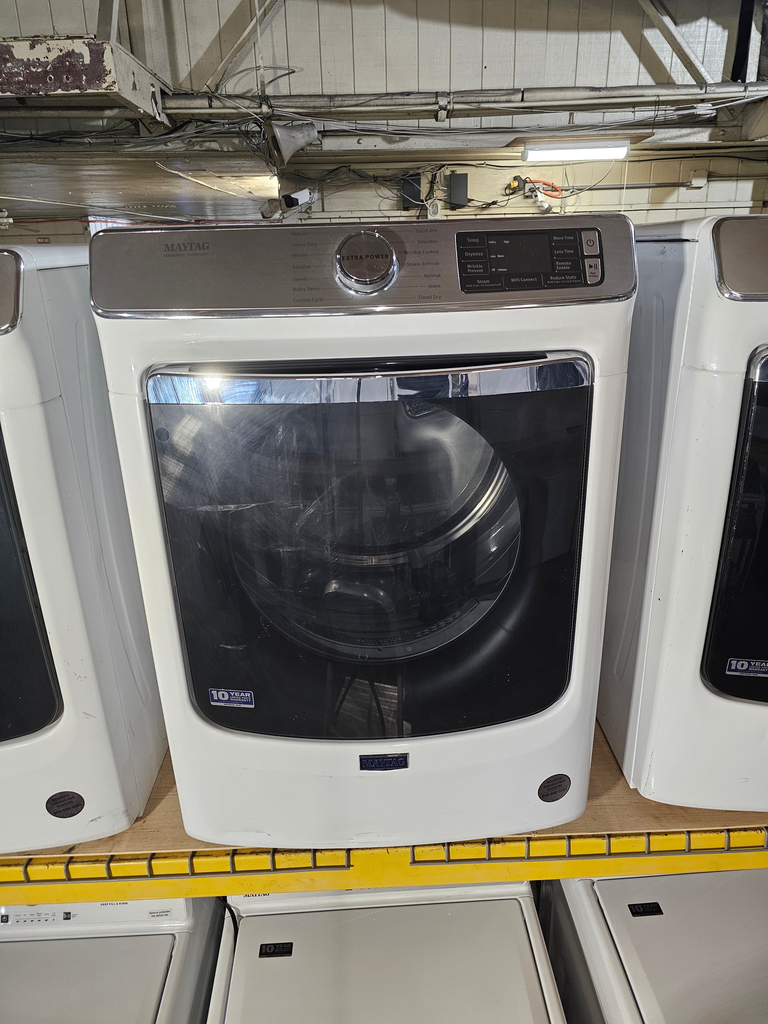 Maytag 7.3 cu. ft. 240-Volt White Stackable Electric Vented Dryer with Quick Dry Cycle, ENERGY STAR