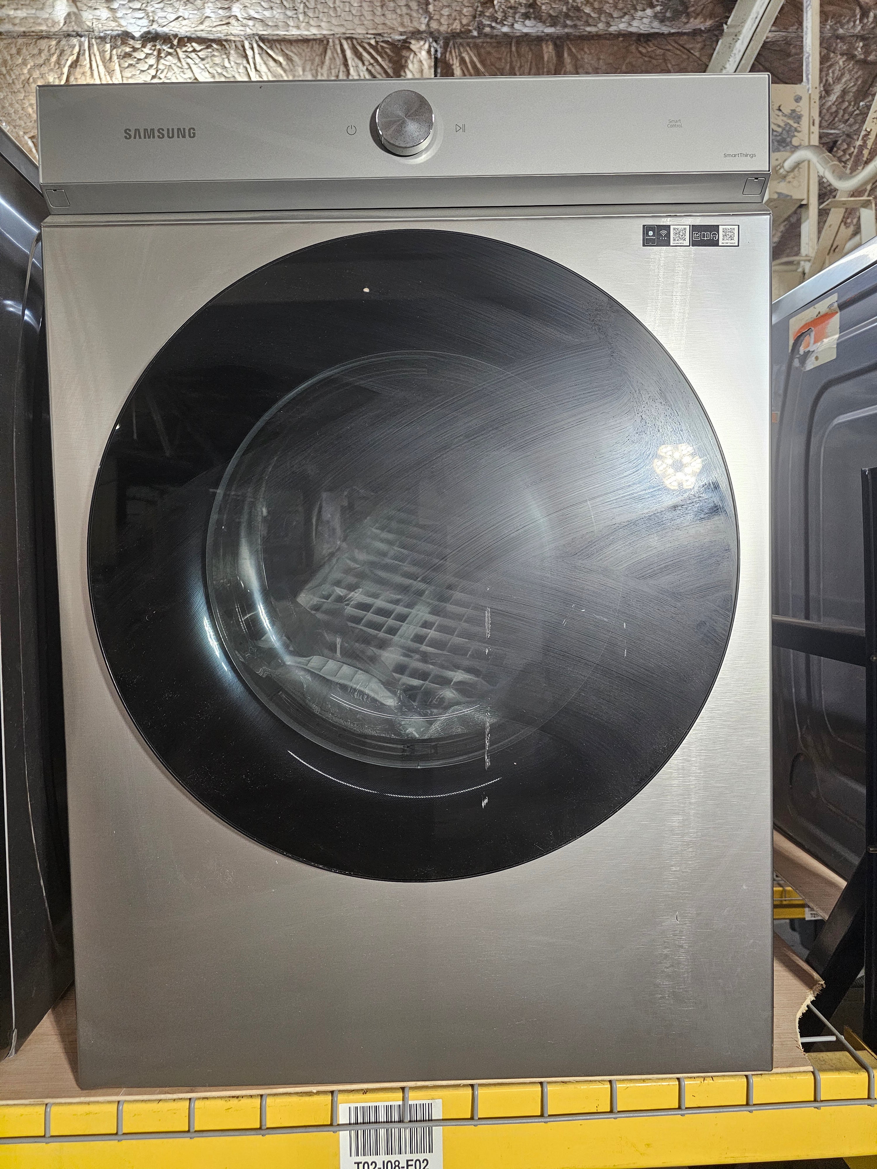 Samsung - BESPOKE 7.6 Cu. Ft. Stackable Smart Electric Dryer with Steam and Super Speed Dry - Silver Steel