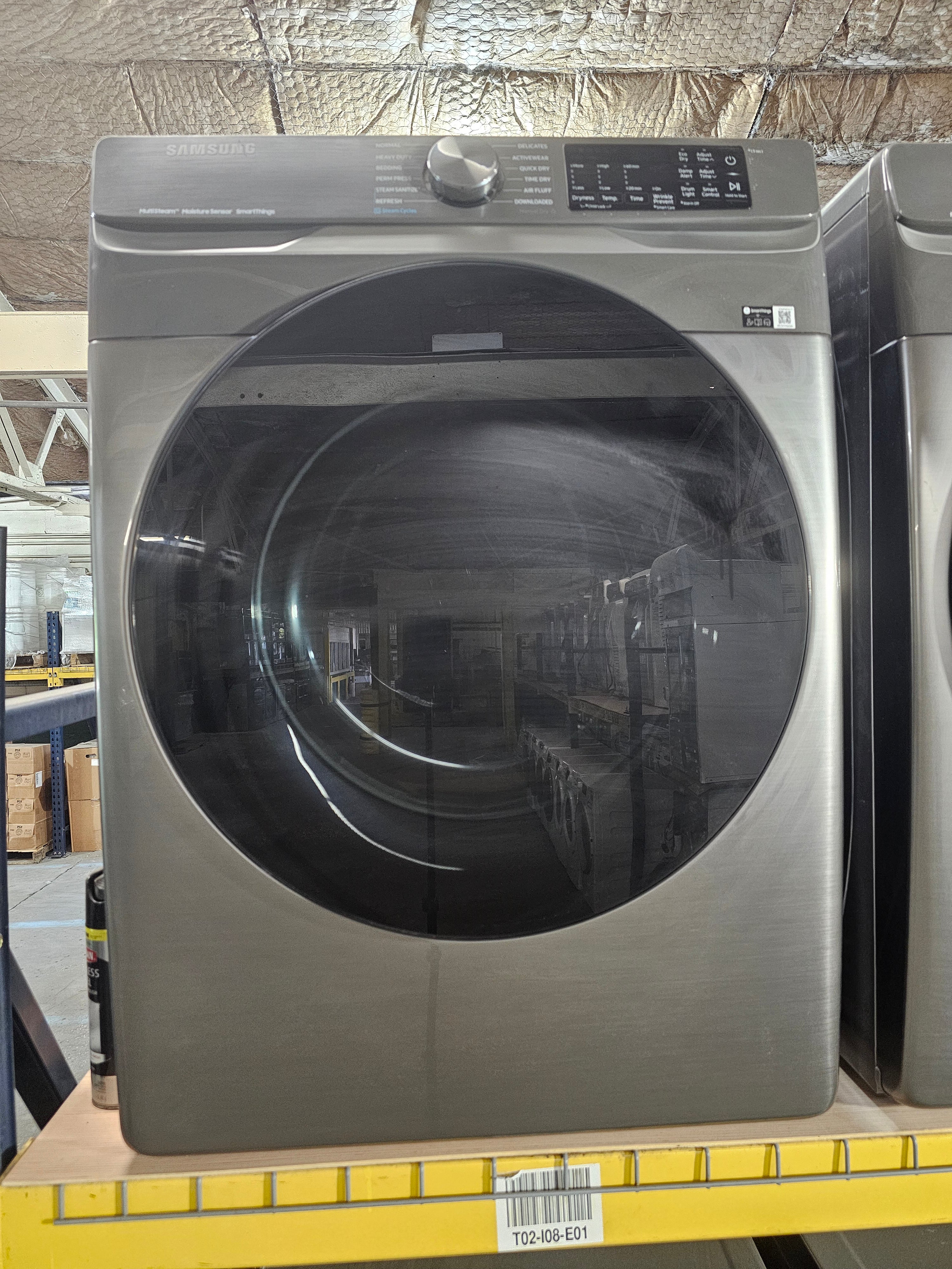 Samsung - 7.5 Cu. Ft. Stackable Smart Electric Dryer with Steam Sanitize+ - Platinum