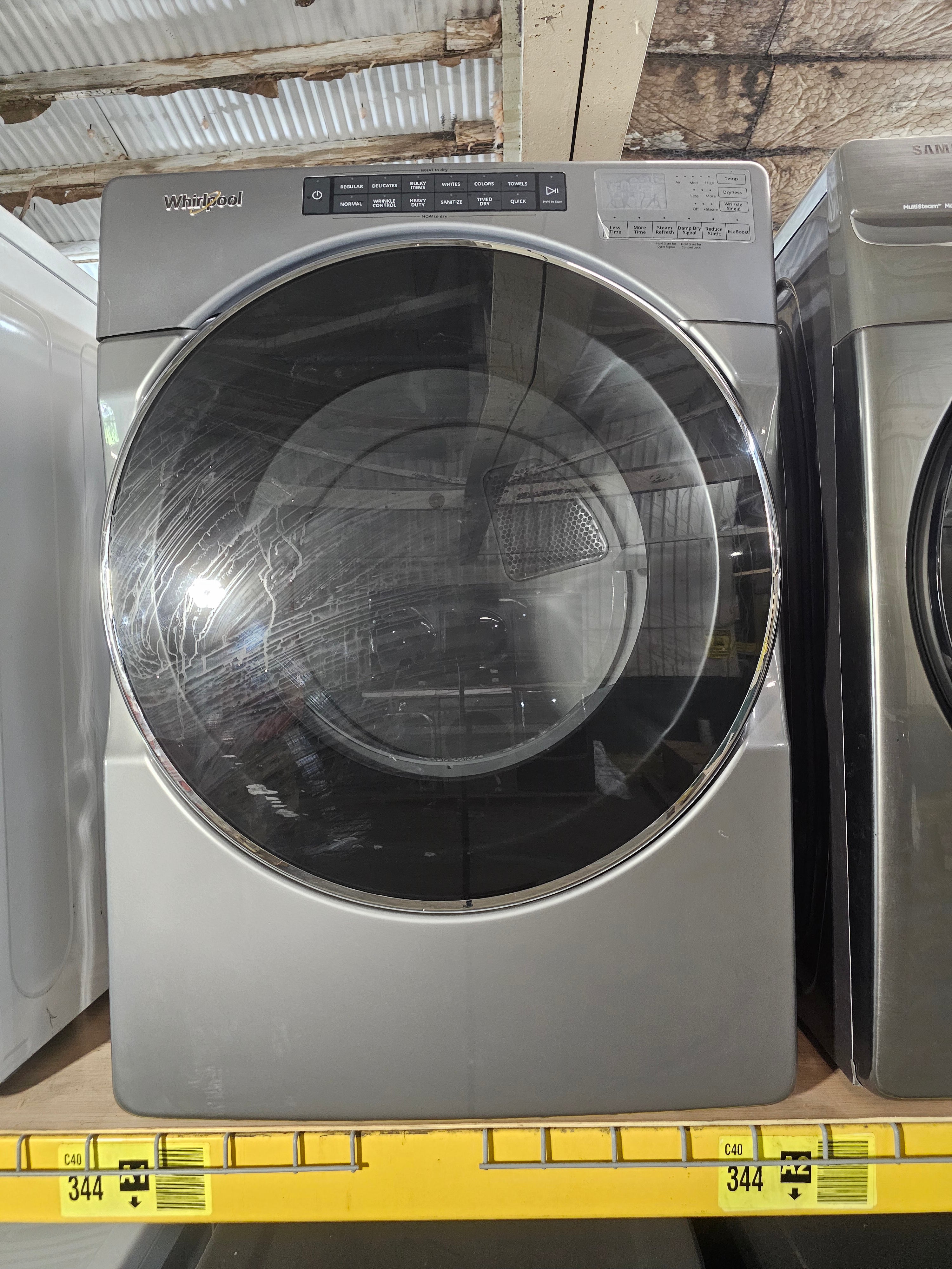 Whirlpool 7.4 cu. ft. 240-Volt Chrome Shadow Stackable Electric Dryer with Steam and Intuitive Touch Controls, ENERGY STAR