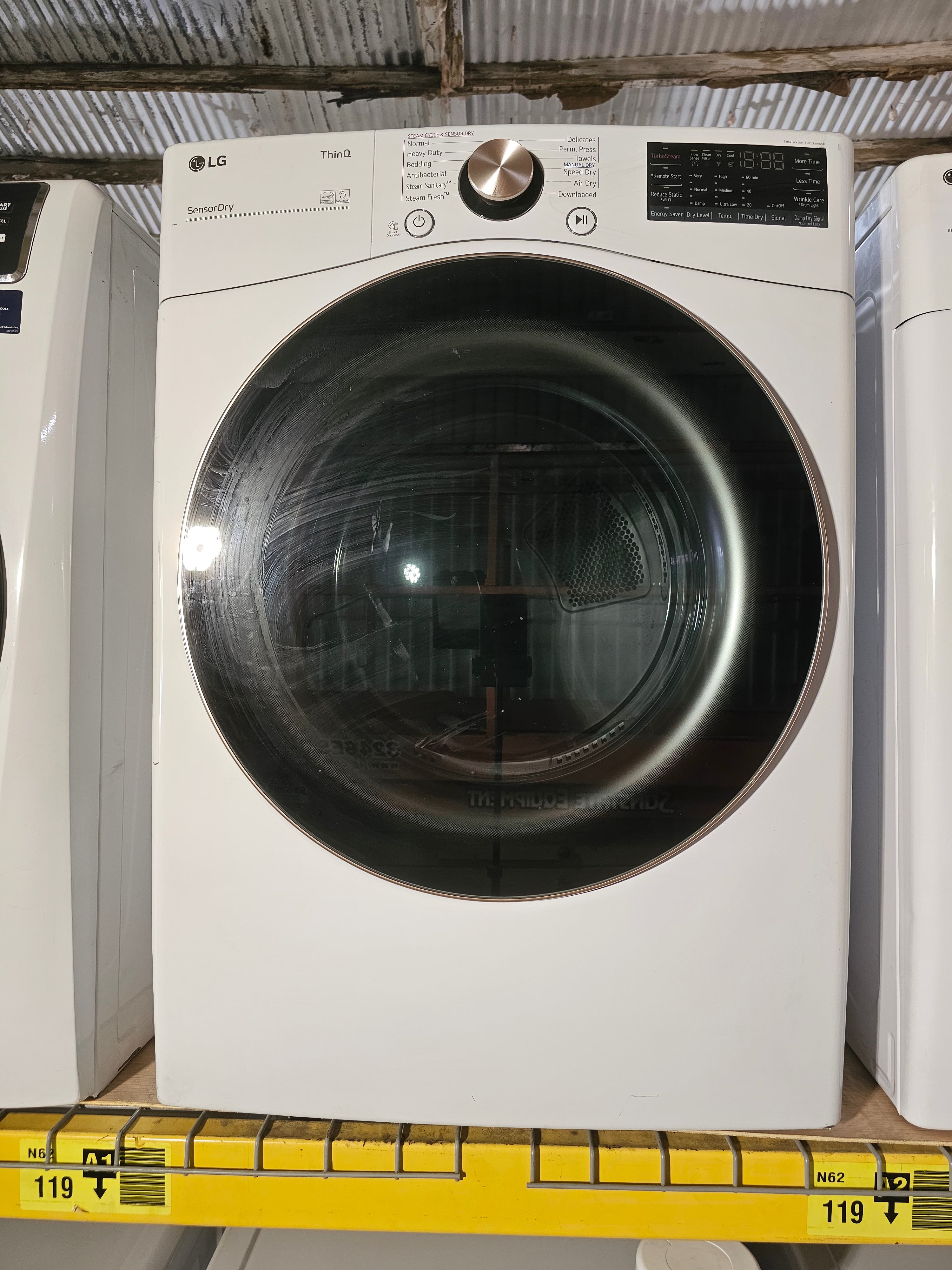 LG - 7.4 Cu. Ft. Stackable Smart Electric Dryer with Steam and Built-In Intelligence - White