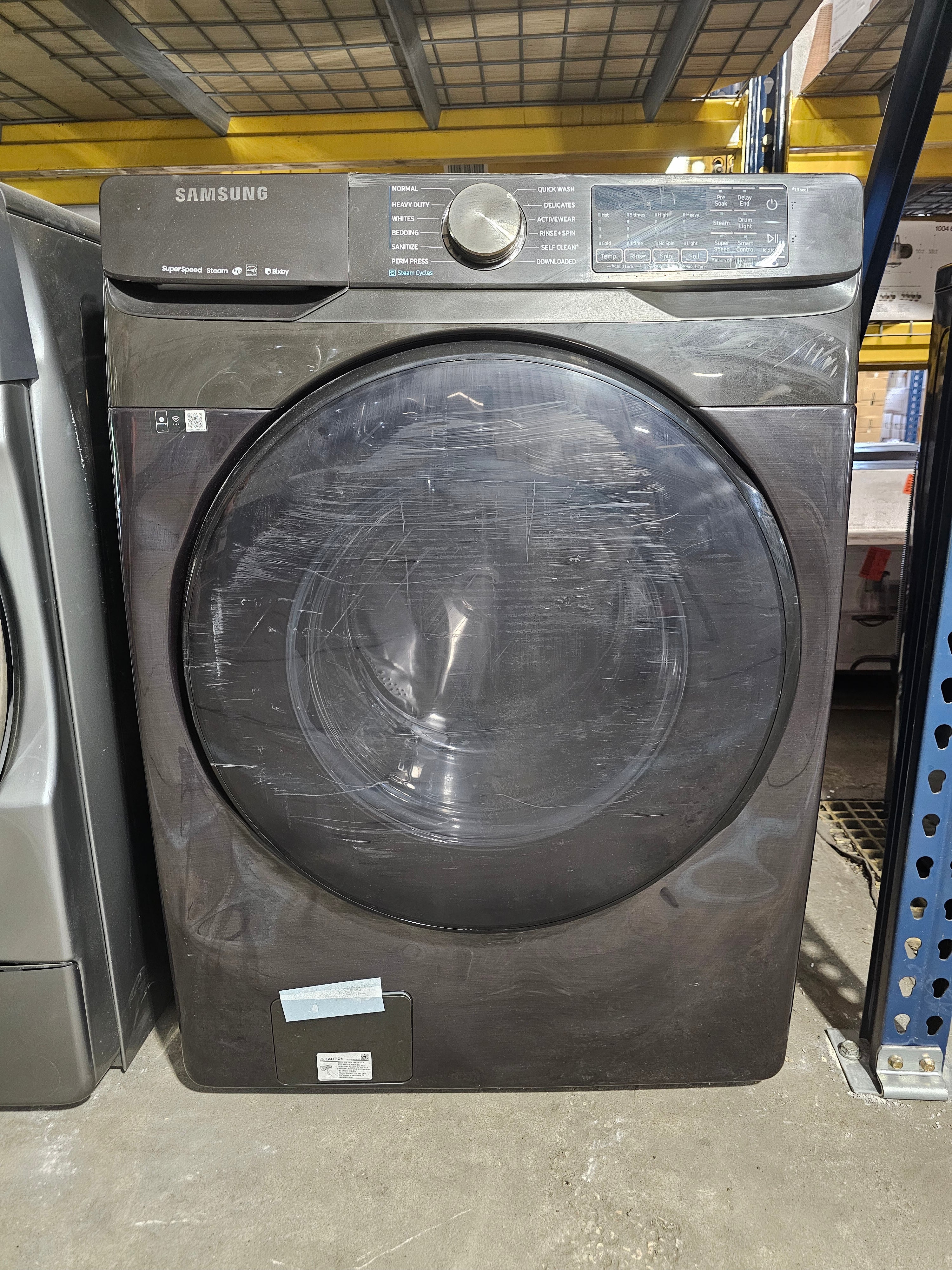 Samsung 5.0 Cu. Ft. High-Efficiency Stackable Smart Front Load Washer with Steam Black Stainless Steel