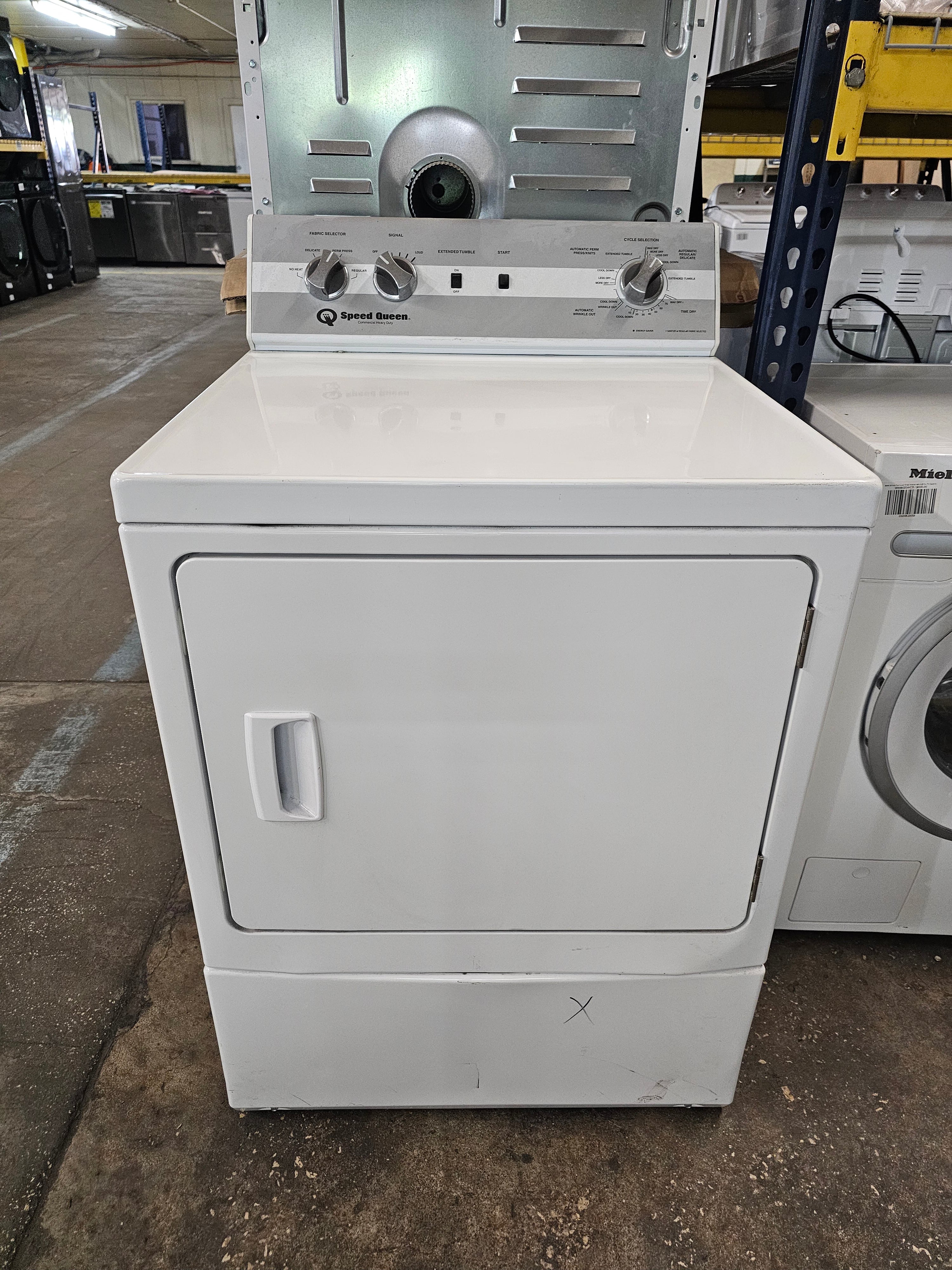 SPEED QUEEN 27 Inch Electric Dryer with 7.0 Cu. Ft. Capacity, 4 Pre-Set Cycles, End of Cycle Indicator, Reversible Door, Interior Light, and ADA Compliant