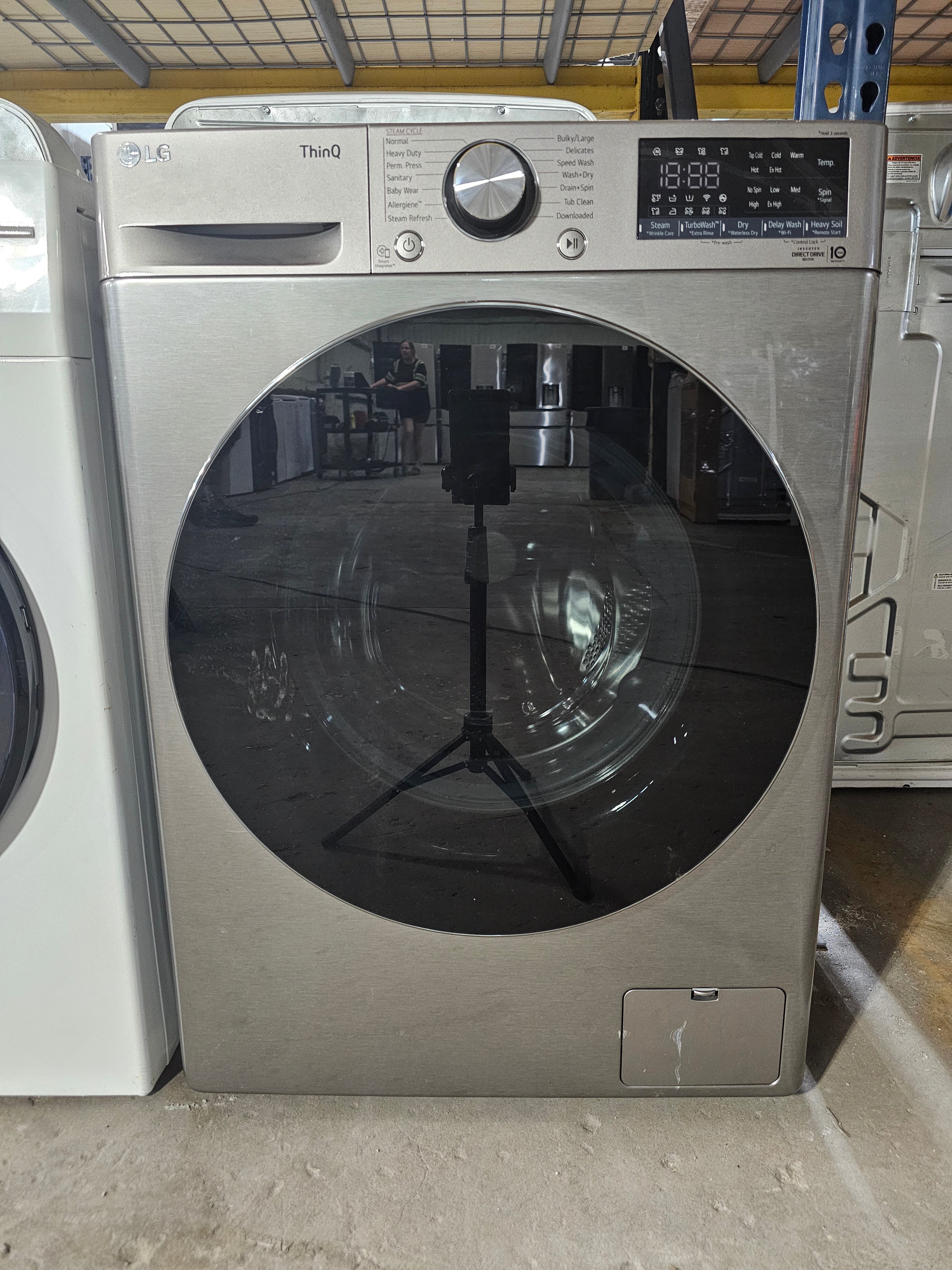 LG - 2.4 Cu. Ft. High-Efficiency Smart Front Load Washer and Electric Dryer Combo with Steam and Sensor Dry - Graphite Steel