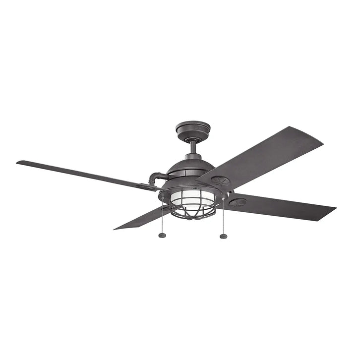 Kitchler 65" Maor Patio LED Fan - Distressed Black