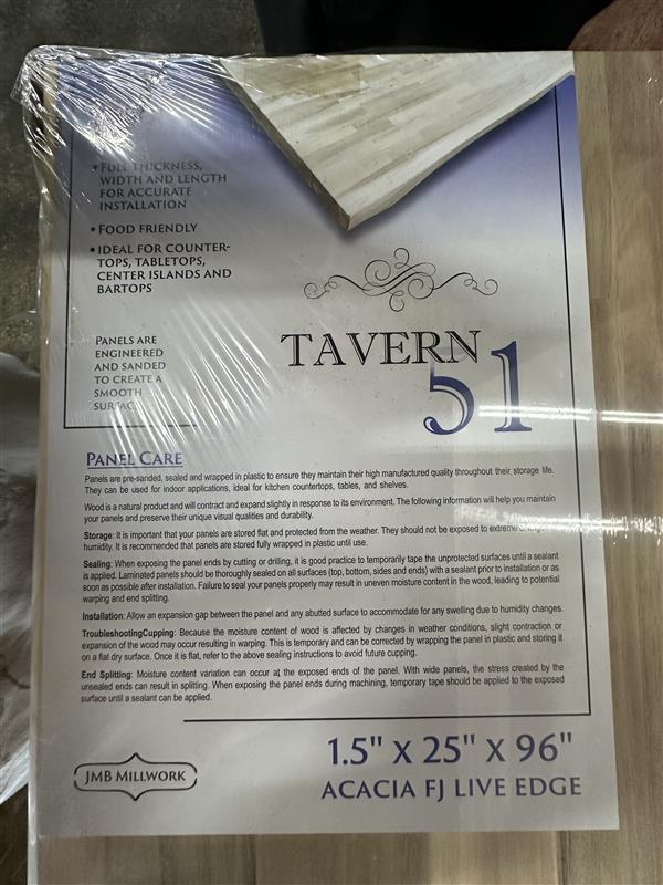 ACACIA LIVE EDGE | 96" L X 25" W | BUTCHER BLOCK