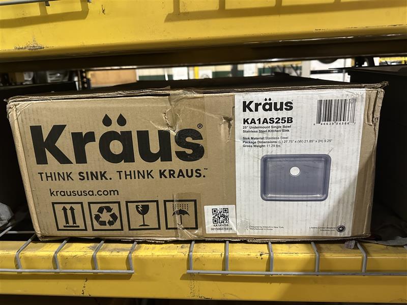 Kraus Undermount Single Bowl 25" Stainless Steel