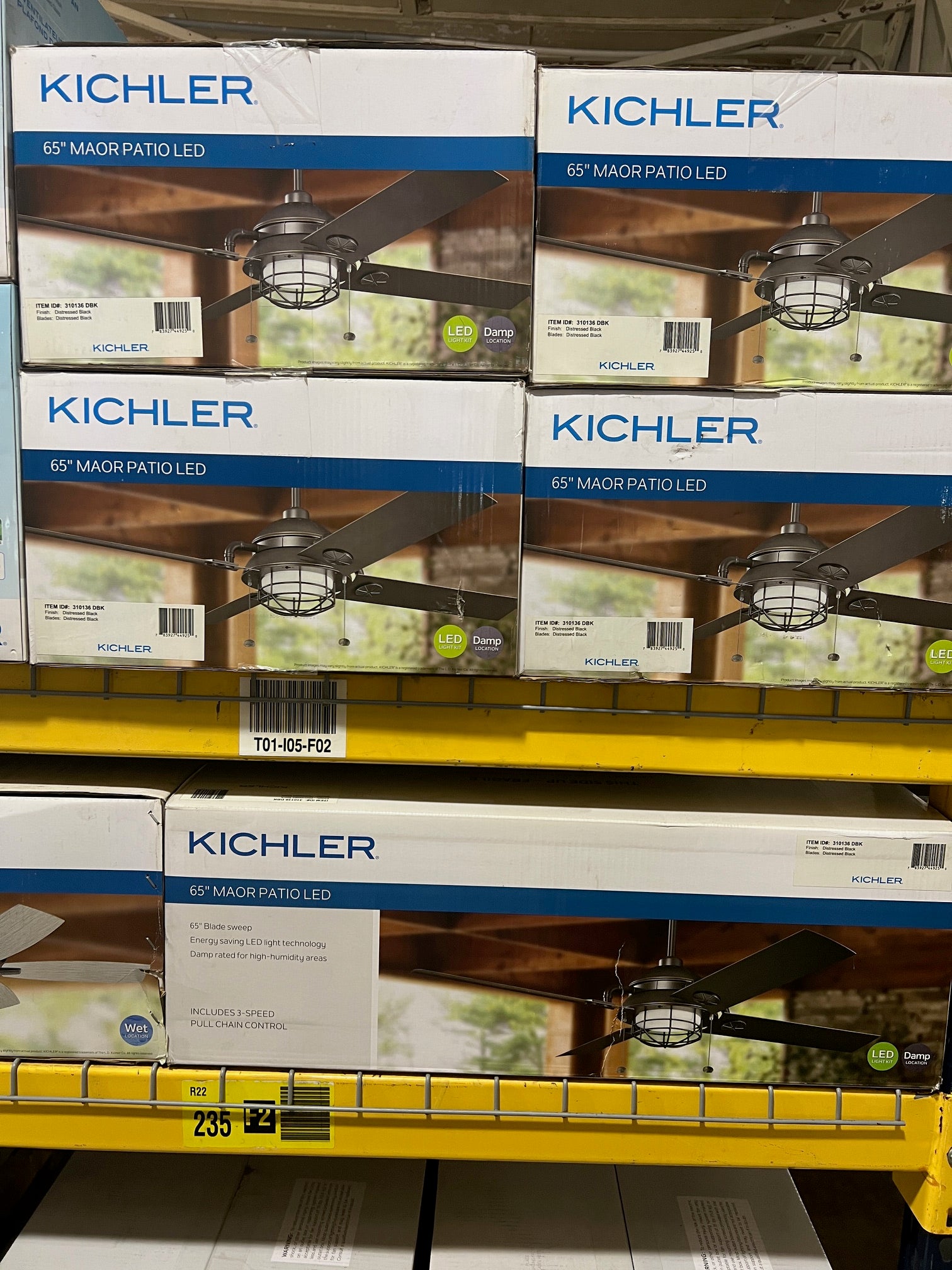 Kichler 65" Maor Patio LED Fan - Distressed Black