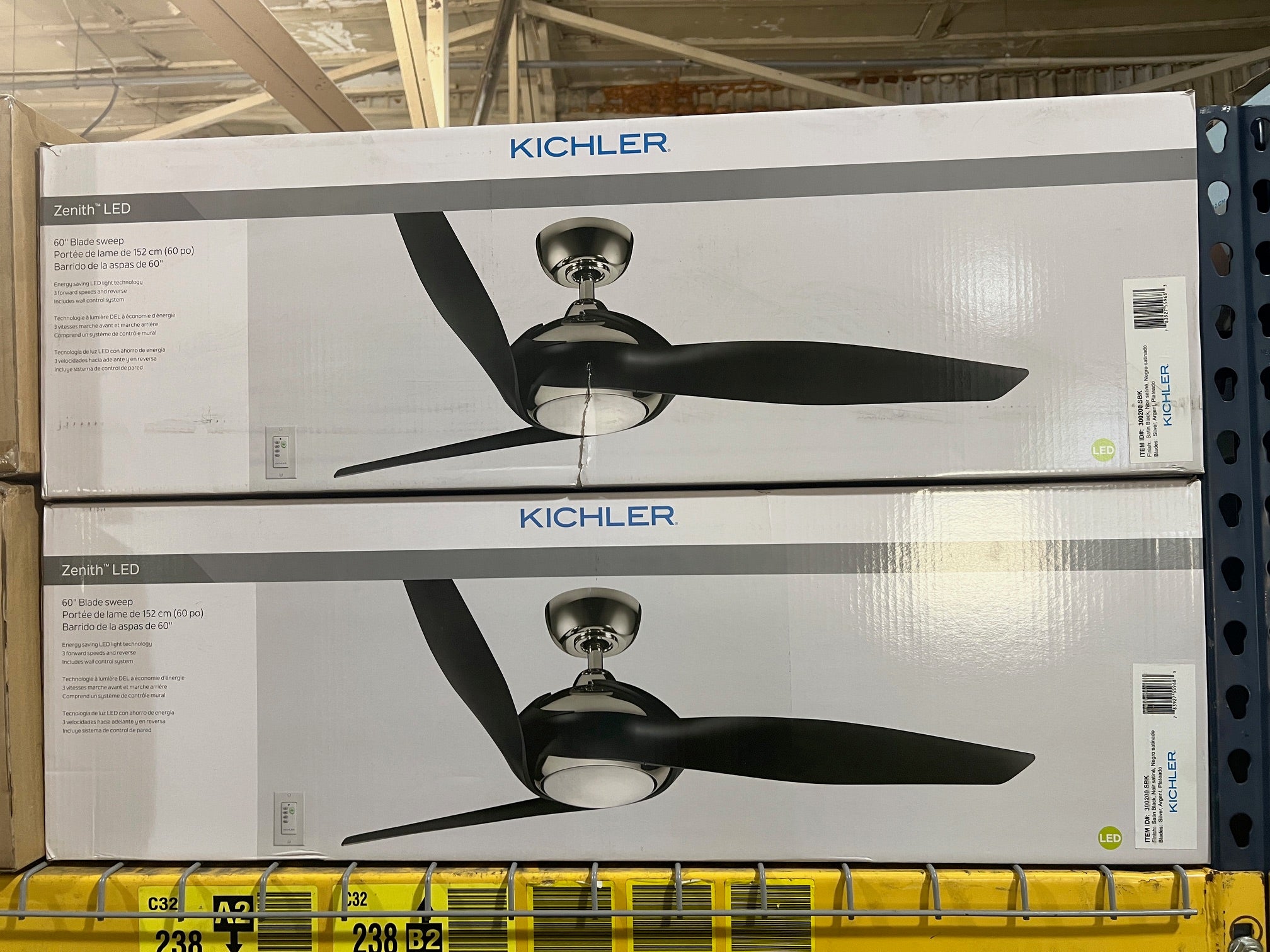 Kichler Zenith 60" LED Satin Black with Silver Blades