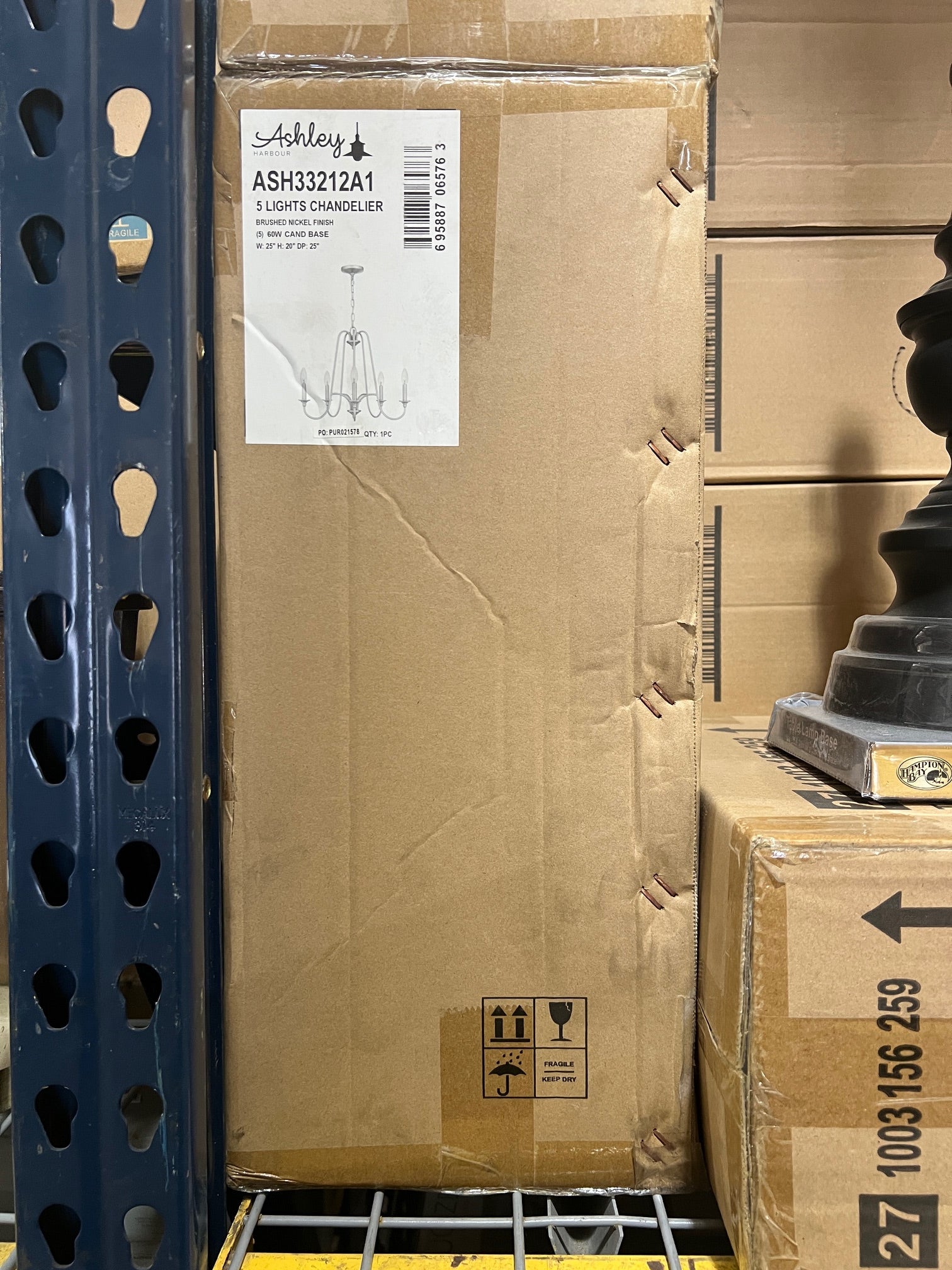 Ashley Harbour Fairway 5 Light Brushed Nickel Transitional Chandelier