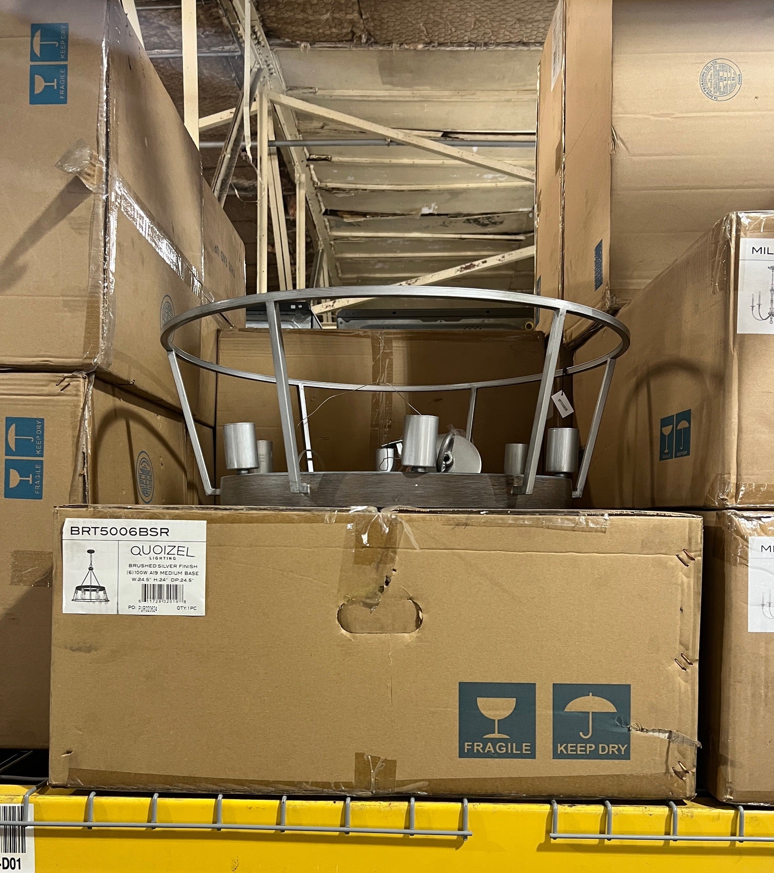 Quoizel Brockton 6 Light 25" Wide Wood Chandelier