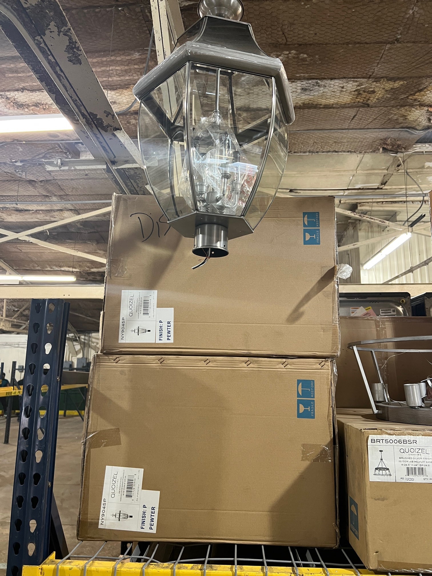 Quoizel Newbury Outdoor Post Lantern 3-Light Pewter French Country Lamp Post