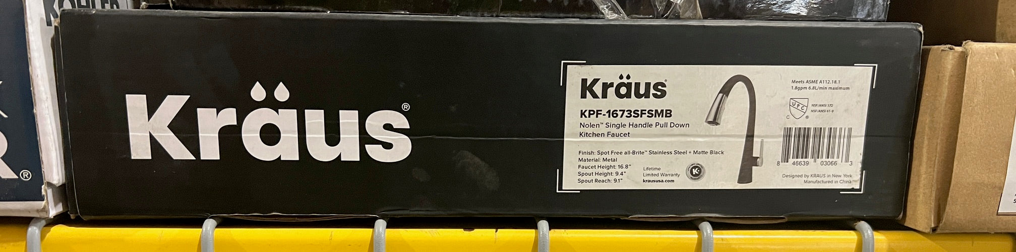 Kraus Nolen Single Handle Pull Down Kitchen Faucet Stainless Steel and Matte Black
