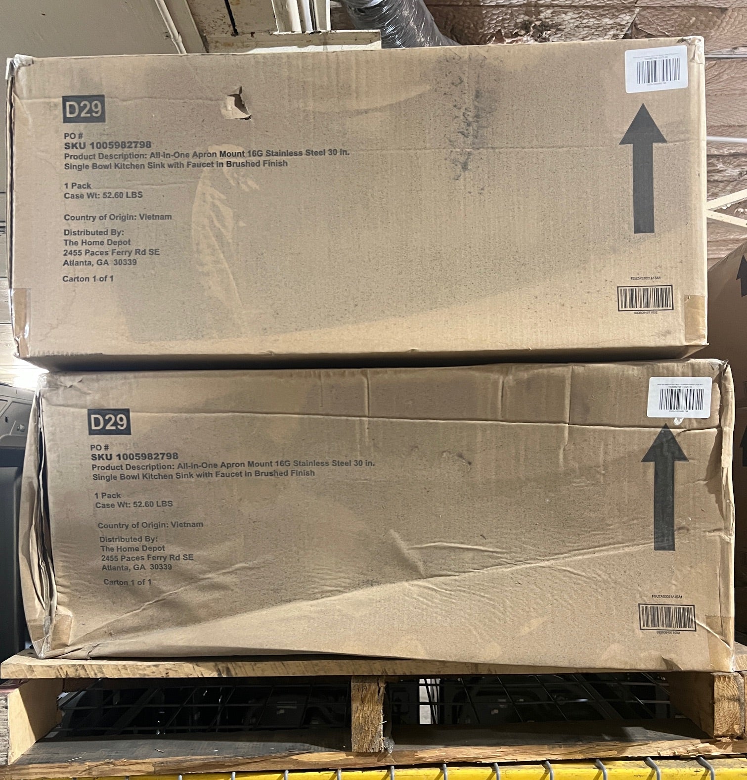 Glacier Bay All-in-One Apron Mount 16G Stainless Steel 36" Double Bowl Kitchen Workstation Sink with Faucet ion Brushed Finish