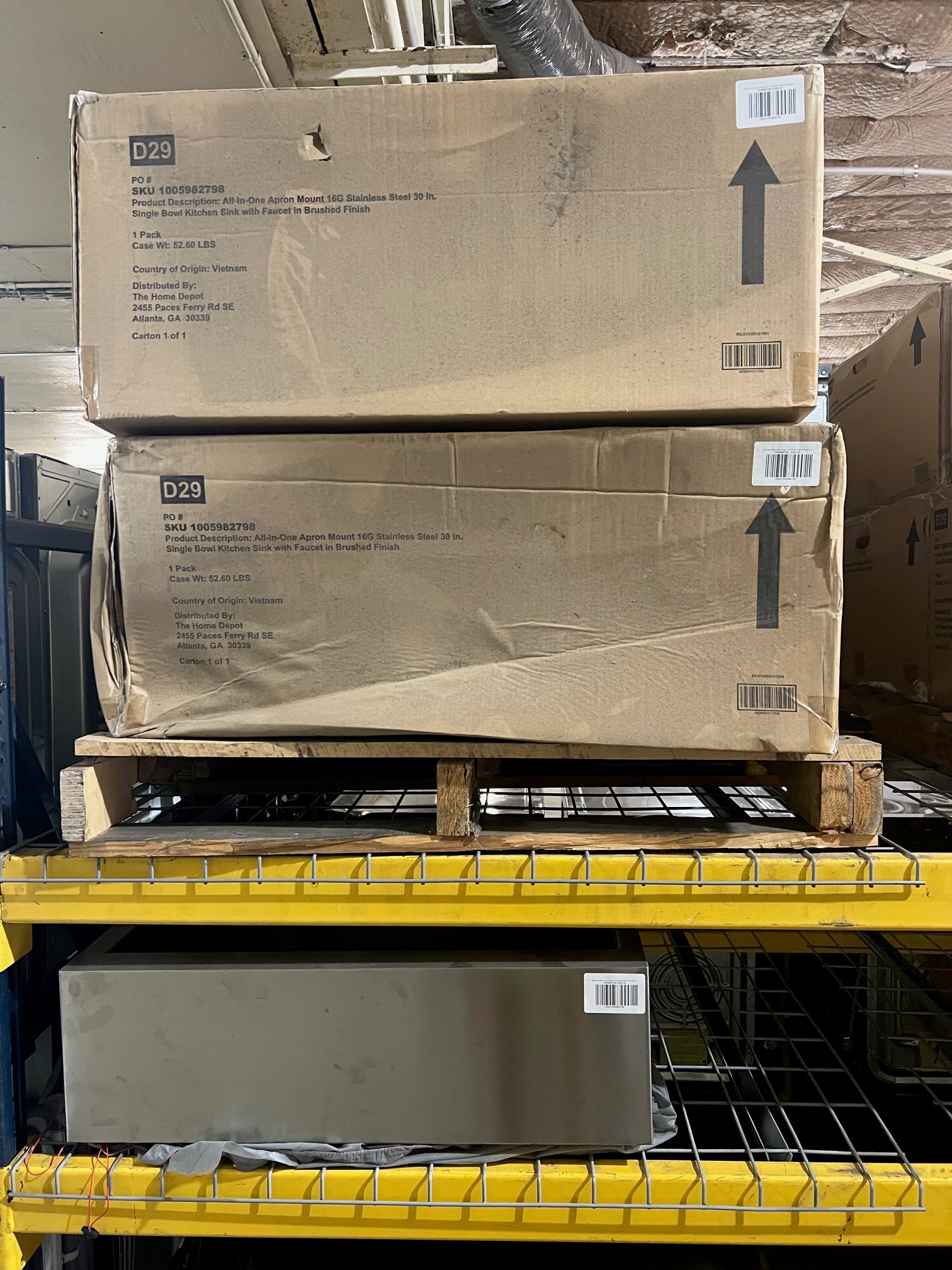 Glacier Bay All-In-One Apron Mount 16G Stainless Steel 30" Single Bowl Kitchen Sink with Faucet in Brushed Finish