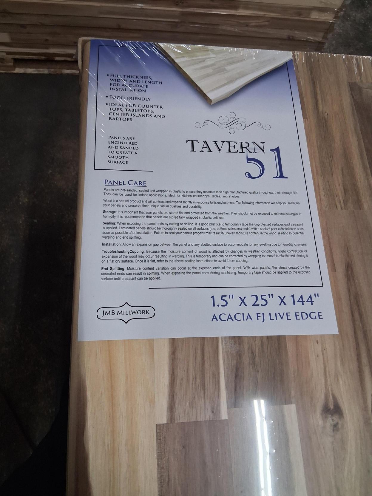 Acacia Live Edge | 144" L x 25" W | Unfinished