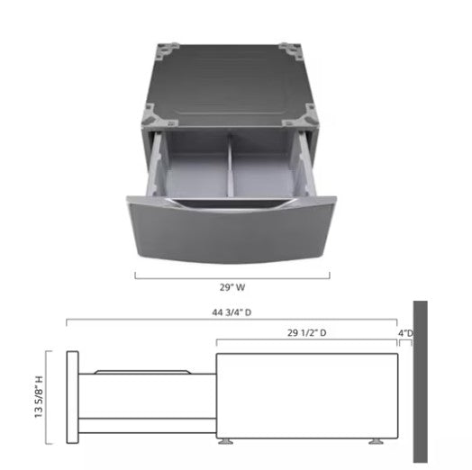 29" Laundry Pedestal with Storage Drawer - Graphite Steel