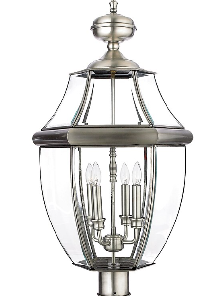 Quoizel Newbury Outdoor Post Lantern 3-Light Pewter French Country Lamp Post