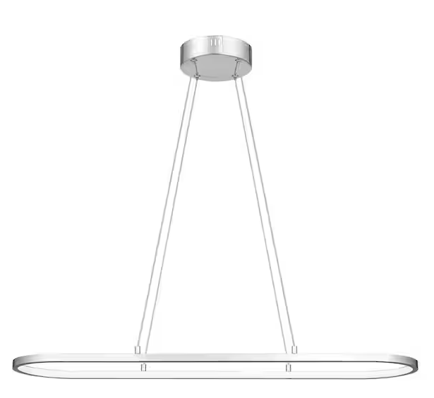 SMRTLite by NBGHOME 25-Watt Integrated LED Chrome Pendant with Acrylic Shade