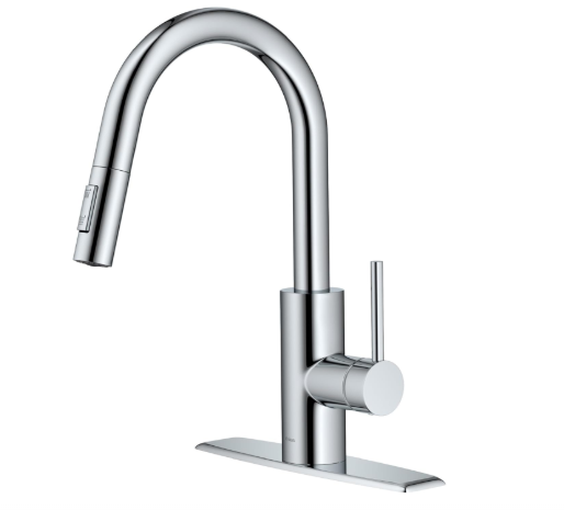 Kraus Oletto Pull-Down Single Handle Kitchen Faucet in Spot Free Chrome