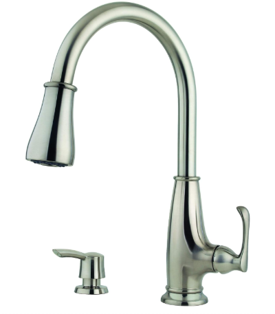 Pfister Ainsley 1-Handle Pull-Down Kitchen Faucet with Soap Dispenser in Stainless Steel