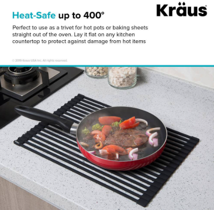 Kraus 20.5 in. Over Sink Roll Up Dish Drying Rack in Black