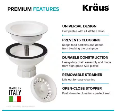 KRAUS Kitchen Sink Strainer in White