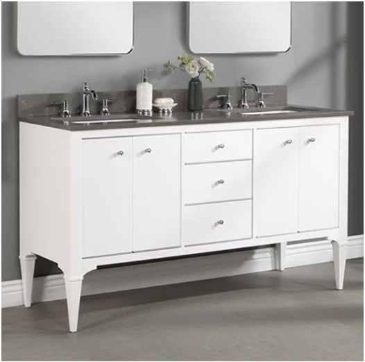 Fairmont Designs Charlottesville 60" Double Bowl Vanity - Polar White  With Baltic Brown Top