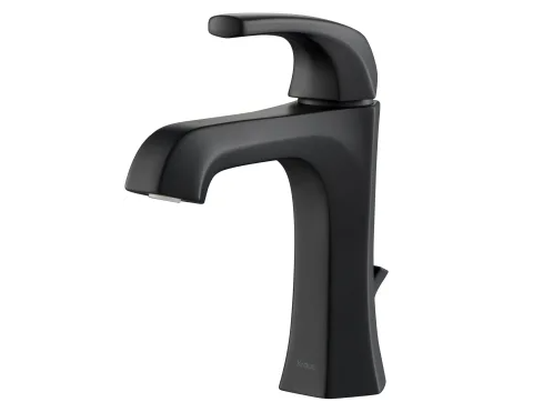 KRAUS Esta Single Handle Basin Bathroom Faucet with Lift Rod Drain in Matte Black