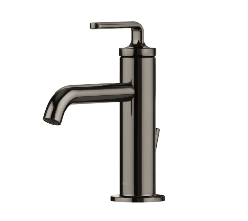Kraus Ramus Gunmetal Single Hole 1-Handle WaterSense Bathroom Sink Faucet with Drain in Gunmetal