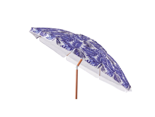 Mainstays 6.5 Feet Vented Beach Umbrella w/Tilt, Blue Palm Print