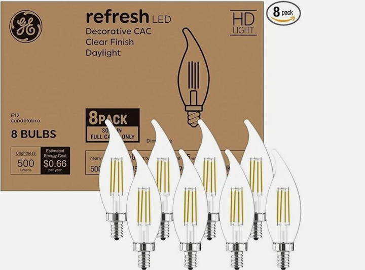 40-Watt Equivalent B11 Non-Dimmable Clear Glass  Filament Vintage Edison LED Light Bulb Daylight 5000K