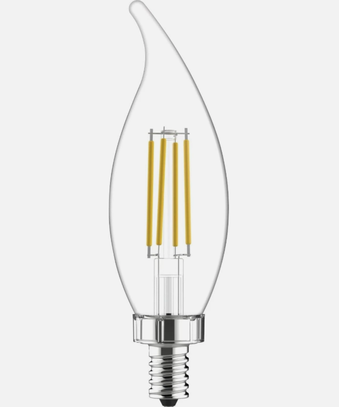 40-Watt Equivalent B11 Non-Dimmable Clear Glass  Filament Vintage Edison LED Light Bulb Daylight 5000K