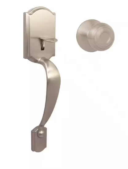 Castle Satin Nickel Entrance Door Handleset with Hartford Interior Knob 