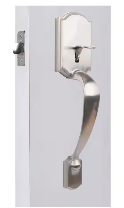 Castle Satin Nickel Entrance Door Handleset with Hartford Interior Knob 