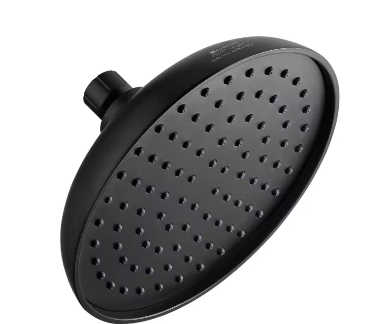 1-Spray Patterns with 1.8 GPM 7.4 in. Tub Wall Mount Single Fixed Shower Head  in Matte Black
