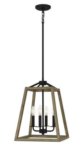 DSI Lighting Roadhouse 4 Light Pendant - Matte Black & Walnut