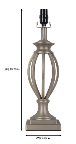 Hampton Bay 19.75 in. Brushed Steel Cage Table Lamp Base