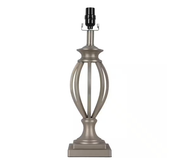 Hampton Bay 19.75 in. Brushed Steel Cage Table Lamp Base