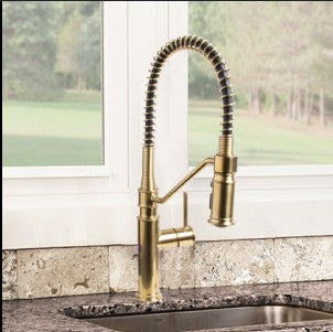 Bristol Sensor Spring Kitchen Faucet Brushed Brass