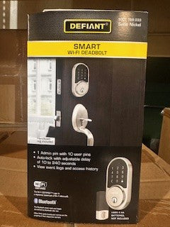 Round Satin Nickel Electronic Single Cylinder Deadbolt Wi-Fi Enabled Powered by Hubspace