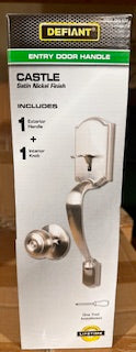 Castle Satin Nickel Entrance Door Handleset with Hartford Interior Knob 