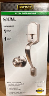 Castle Satin Nickel Entrance Door Handleset with Hartford Interior Knob 