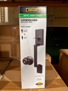 Vancouver Matte Black Entrance Door Handleset with Hartford Interior Knob