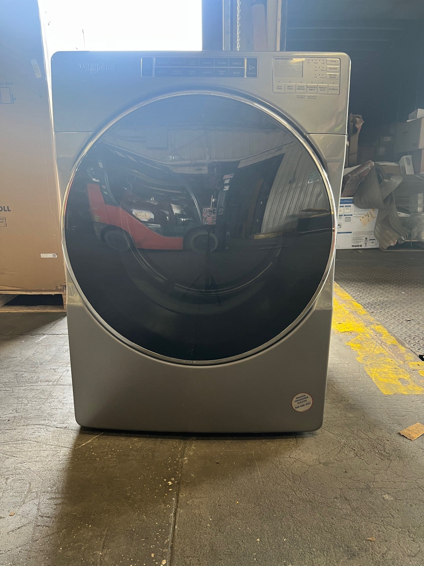 Whirlpool 7.4 cu. ft. 240-Volt Chrome Shadow Stackable Electric Dryer with Steam and Intuitive Touch Controls, ENERGY STAR